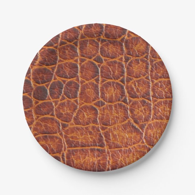 Assiettes En Carton Impression de la peau de crocodile Brown Faux (Devant)