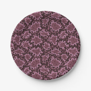 Assiettes En Carton Impression de serpent rose
