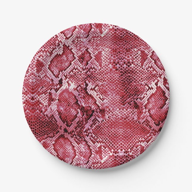 Assiettes En Carton Impression de serpent rose chaud (Devant)