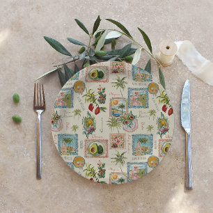 Assiettes En Carton Impression de voyage mexicaine colorée vintage