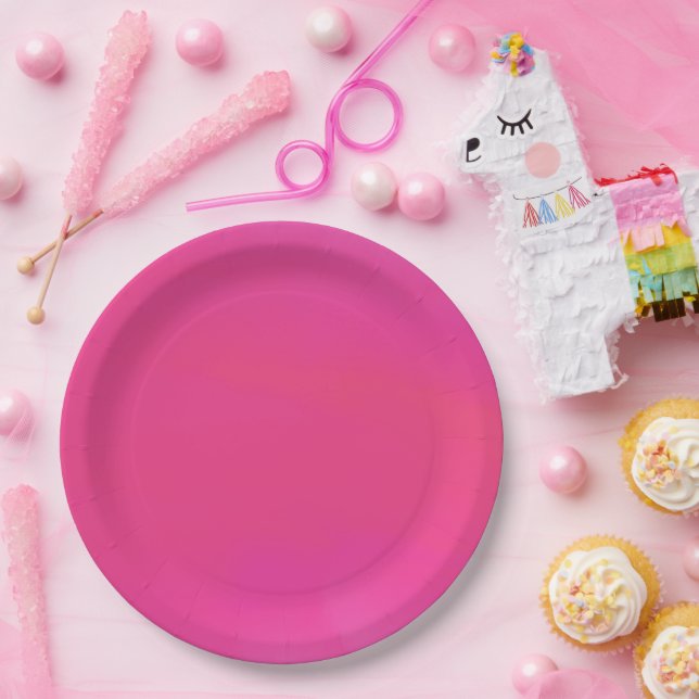 Assiettes En Carton Impression numérique à balayage rose (Fête)