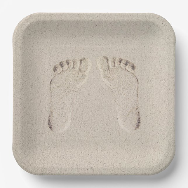 Assiettes En Carton Impression pieds nus dans le sable (Recto)