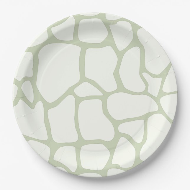 Assiettes En Carton Impression verte Giraffe (Devant)