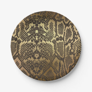 Assiettes En Carton Imprimé animal peau de serpent élégant moderne gla