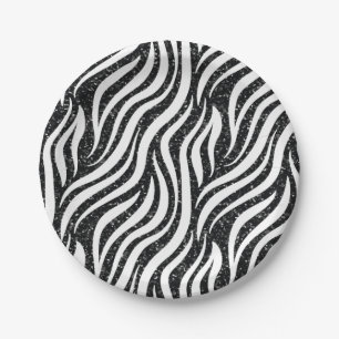 Assiettes En Carton Imprimé Animaux Sauvages Rayures Zèbre Noir Paille
