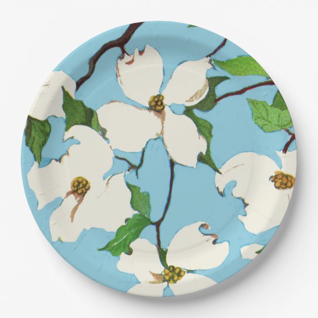 Assiettes En Carton imprimé de fleurs de bois (Devant)