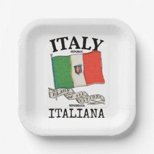 Assiettes En Carton Indicateur de pays Italie vintage