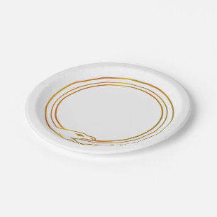 Assiettes En Carton Individu d'or de serpent d'Ouroboros ingérant le