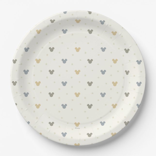 Assiettes En Carton Infant Pastel Mickey Mouse Icon and Star Pattern (Devant)