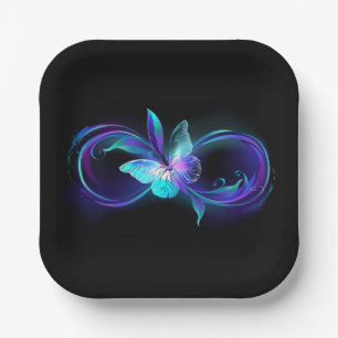Assiettes En Carton Infinité brillante avec papillon magique