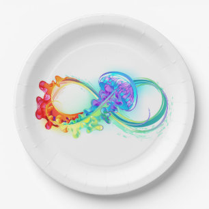 Assiettes En Carton Infinity avec Rainbow Jellyfish
