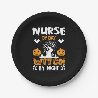 Assiettes En Carton Infirmière d'Halloween par sorcière de jour par nu