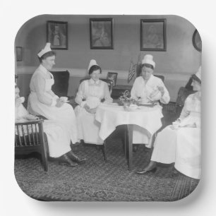 Assiettes En Carton Infirmières au thé, début des années 1900