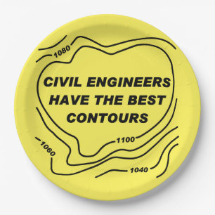 Assiettes En Carton Ingénieur civil Contours Jaunes