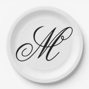 Assiettes En Carton Initiale de monogramme élégant 