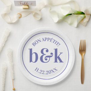 Assiettes En Carton Initiales minimes de monogramme modernes Mariage v