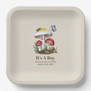 Assiettes En Carton Insectes Champignons Bois Baby shower naturel