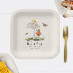 Assiettes En Carton Insectes Champignons Bois Baby shower naturel