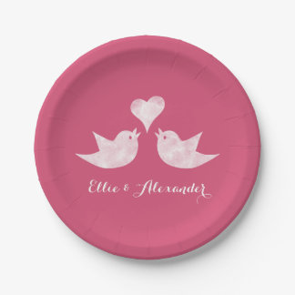 Assiettes En Carton Inséparables avec le texte personnalisé du coeur