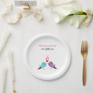Assiettes En Carton Inséparables et Mariages de coeur