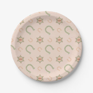 Assiettes En Carton Insigne de shérif de fers à cheval occidentaux pêc