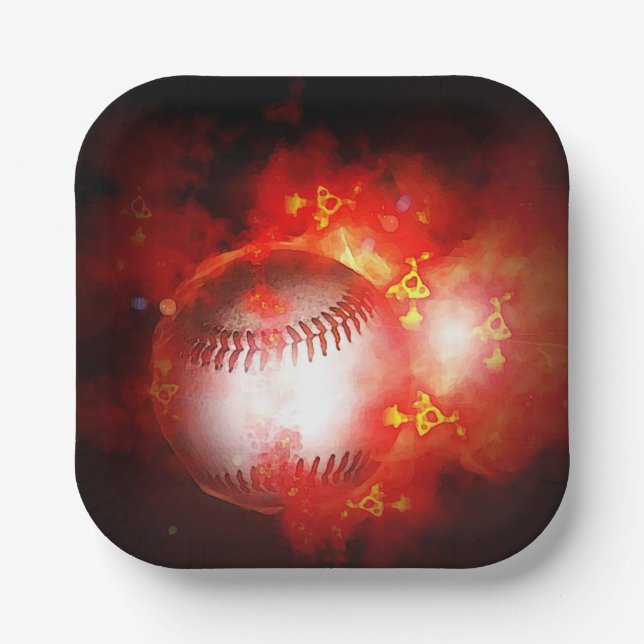 Assiettes En Carton Inspiration Flaming Baseball (Recto)
