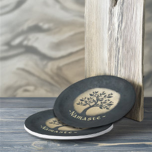 Assiettes En Carton Instructeur de méditation Yoga Studio Black Gold T