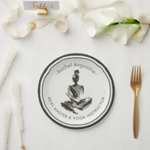 Assiettes En Carton Instructeur de Yoga Lotus Méditation Pose Brosse