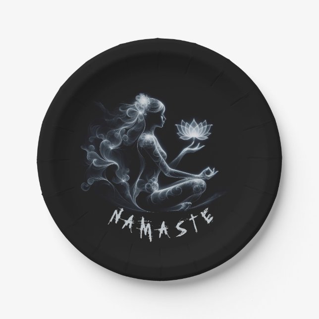 Assiettes En Carton Instructeur de Yoga Méditation Lotus Pose Lumineus (Devant)