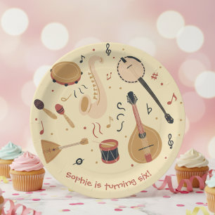 Assiettes En Carton Instruments de musique anniversaire enfants