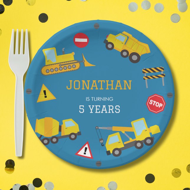 Assiettes En Carton Invitation à l'anniversaire du camion de vidange d (Créateur téléchargé)