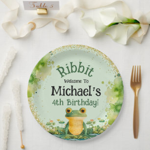 Assiettes En Carton Invitation d'anniversaire de grenouille mignonne