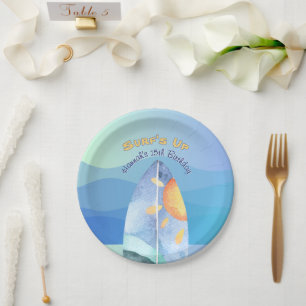 Assiettes En Carton Invitation d'anniversaire du Surf amusant