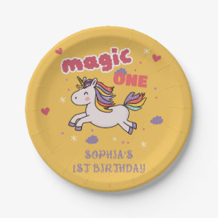 Assiettes En Carton Invitation d'anniversaire Magique Licorne 1 an