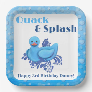 Assiettes En Carton Invitation pour les 3 ans de Quack and Splash Duck