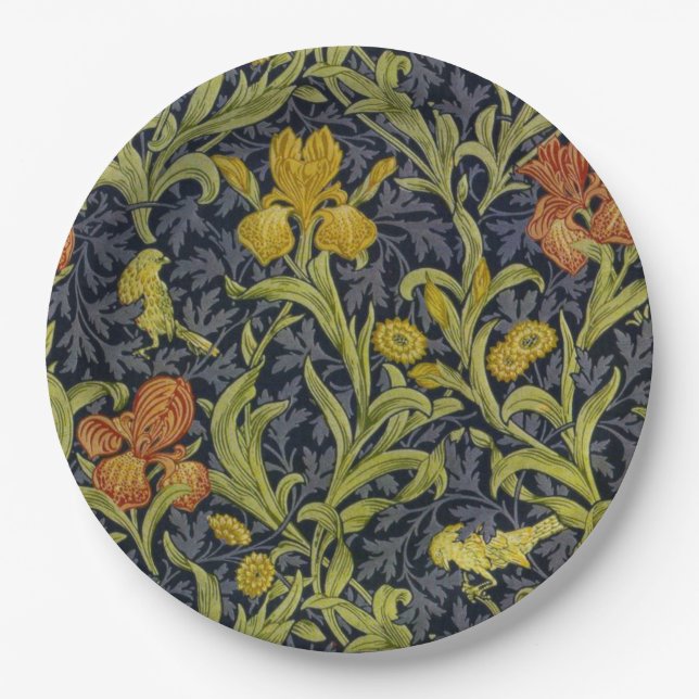 Assiettes En Carton Iris Motif (par William Morris) (Devant)