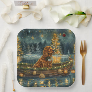 Assiettes En Carton Irish Red Setter Christmas Festive Voyage