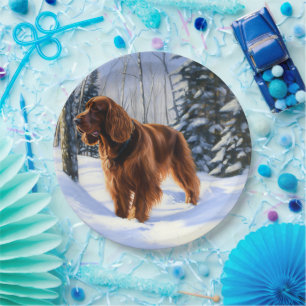 Assiettes En Carton Irish Setter Let It Neige Christmas