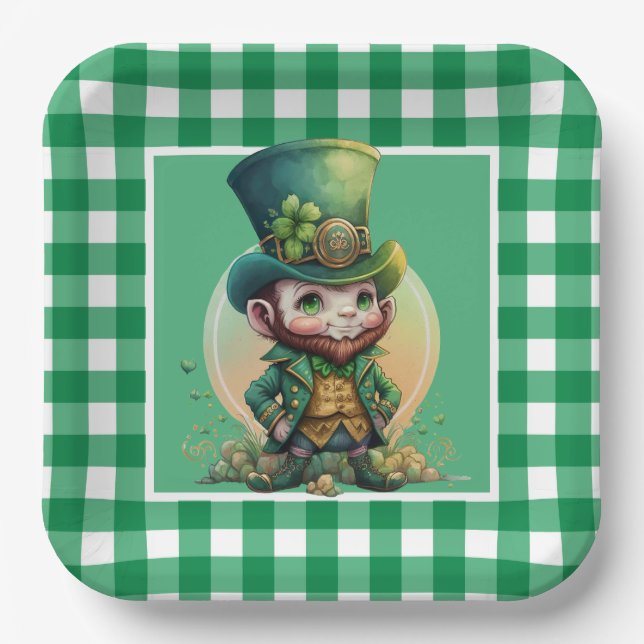 Assiettes En Carton Irish St. Patrick's Day Lucky Gnome (Recto)