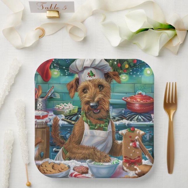 Assiettes En Carton Irish Terrier Gâteau de vacances : Noël festif (Mariage)