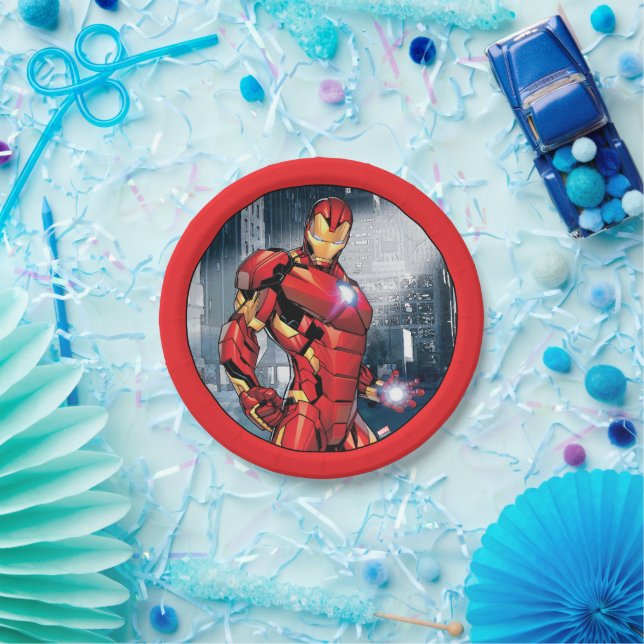 Assiettes En Carton Iron Man Assemblé (Fête)