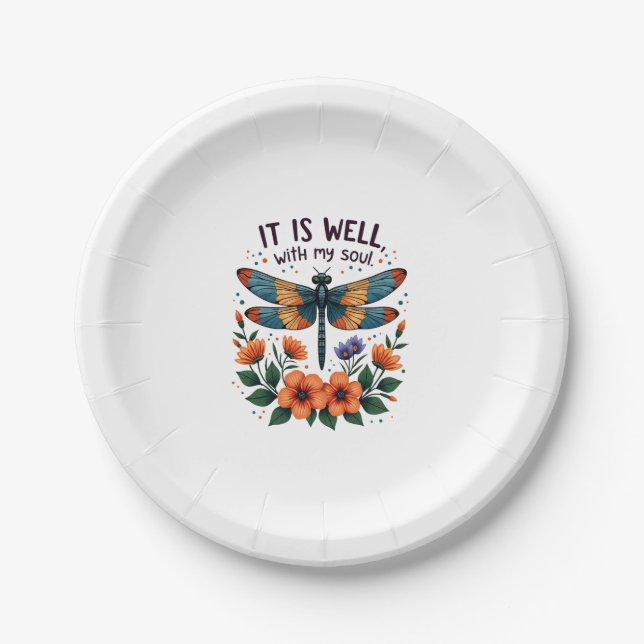 Assiettes En Carton It Is Well With My Soul Inspirational Quote (1) (Devant)