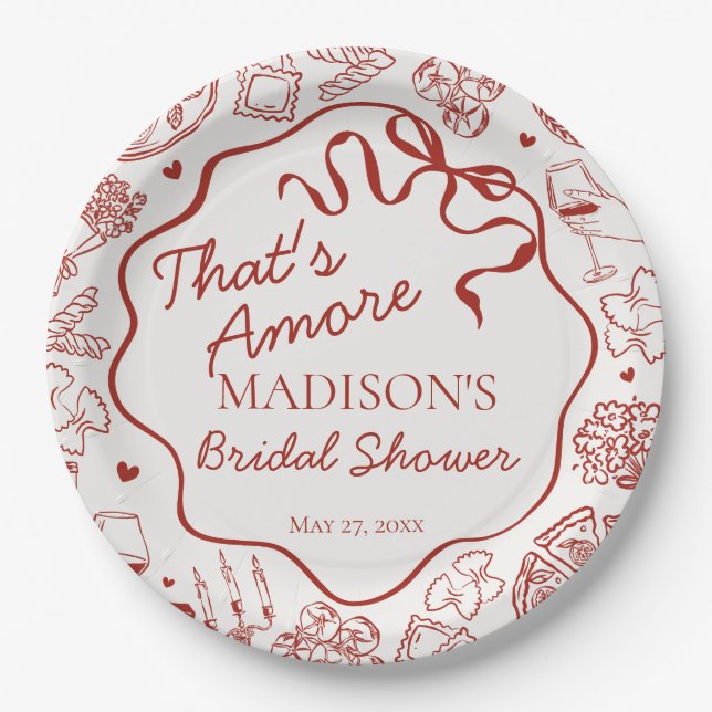 Assiettes En Carton Italian Pasta Thats Amore Bridal Shower (Devant)