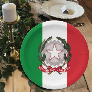 Assiettes En Carton Italie, Drapeau italien, anniversaire /sport