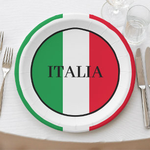 Assiettes En Carton Italie Drapeau italien Rouge Blanc Vert Italia