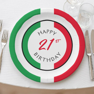 Assiettes En Carton Italie Italie Drapeau italien Joyeux anniversaire
