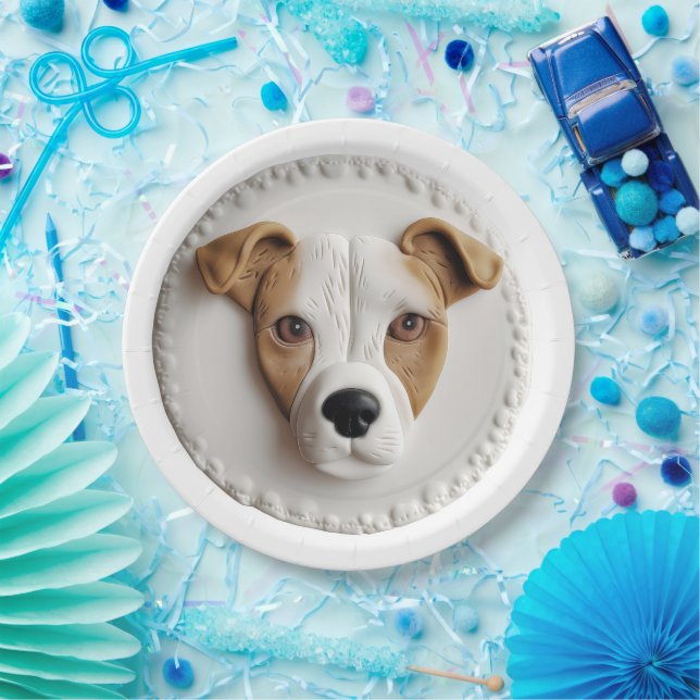Assiettes En Carton Jack Russell Chien 3D inspiré (Fête)