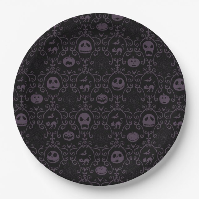 Assiettes En Carton Jack Skellington Halloween Filigree Pattern (Devant)