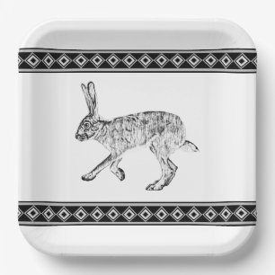 Assiettes En Carton Jacklapin Sud-Ouest avec dessin de diamants