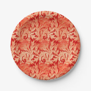 Assiettes En Carton Jacobean Flower Damask, Mandarin et orange clair